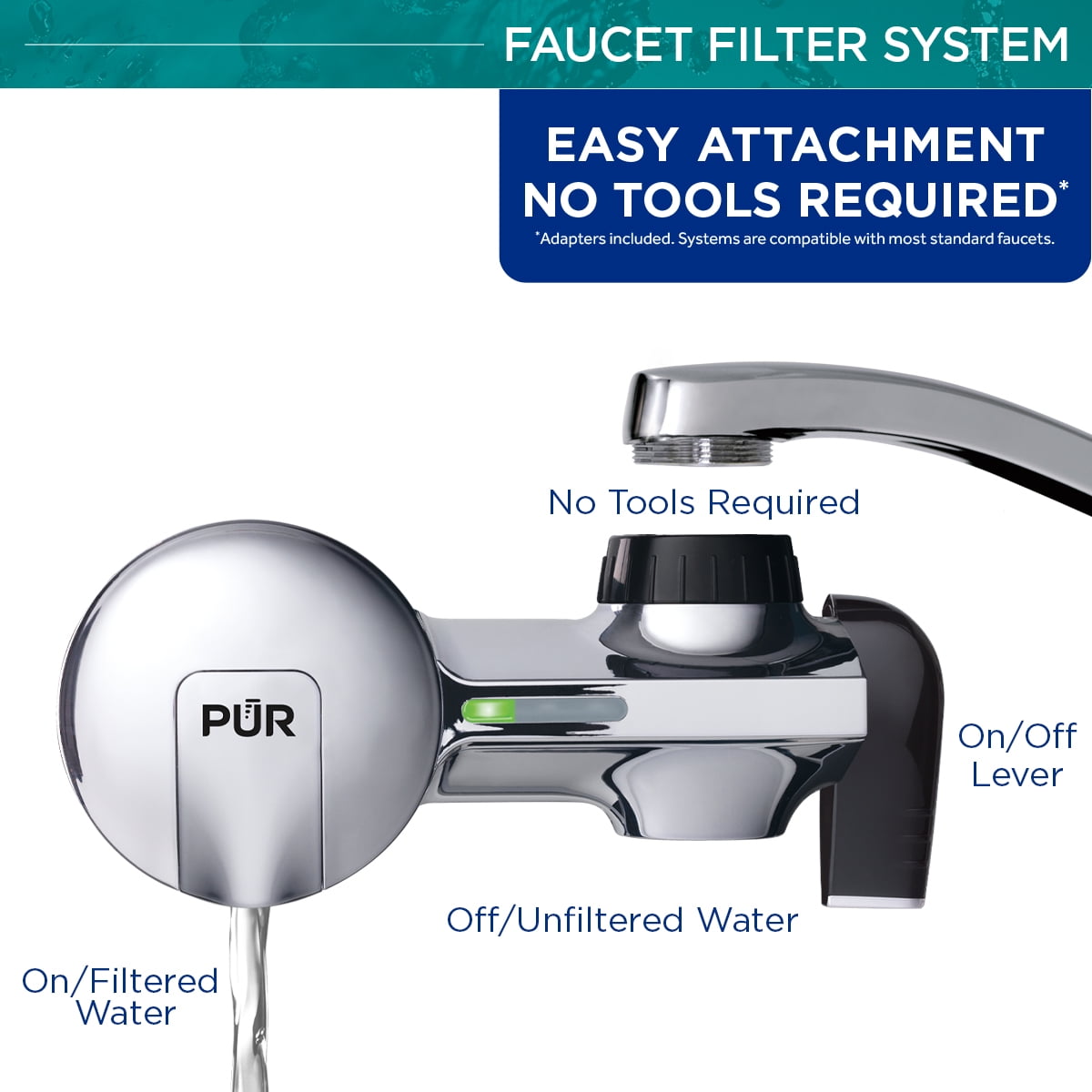Kabter Faucet Mount Water Filter System Tap Water Filtration Purifier,Chrome 