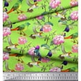 thumbnail image 2 of Soimoi Poly Georgette Fabric Leaves,Floral & Hummingbird Bird Print Fabric by Yard 52 Inch Wide, 2 of 3