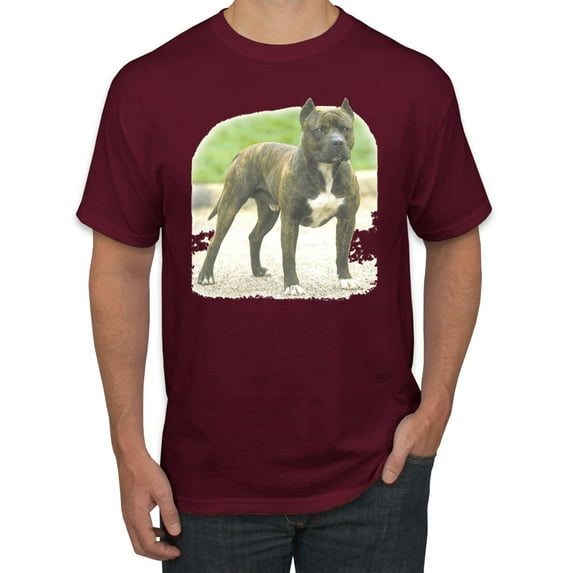 Wild Bobby, Pitbull Dog Animal Pet Lover, Dog Lover, Men's Graphic Tees, Maroon, Large