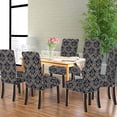 thumbnail image 2 of Chair Covers Set of 6 Floral Pattern Wallpaper Baroque Seamless Background Gold and Dark Blue O Spandex Super Fit Stretch Removable Washable Kitch, 2 of 5