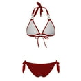 thumbnail image 5 of Babysbule Swimsuits for Women Women Solid With Chest Pad Without Underwire Bikini Lace Strap Split Swimwear, 5 of 7