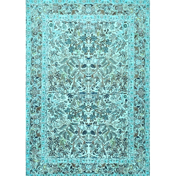 Ahgly Company Indoor Rectangle Persian Light Blue Traditional Area Rugs, 7' x 9'