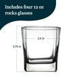 thumbnail image 3 of Libbey Charleston Rocks Glasses Set of 4, 12 Oz, Clear Square Base Glass Cocktail Glasses, Modern Bar Glassware Set for Parties and Casual Gatherings, 3 of 6