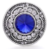Choose Color | Rhinestone Gem Snap Jewelry, Blue Ginger Charm 18MM Button, For Interchangeable DIY Customizable Accessories