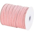 thumbnail image 1 of Cinta de terciopelo rosa claro de 50 yardas y 3/8 de pulgada, lisa, fina, suave, de una sola cara, para bodas, rollos con carrete, 1 of 9