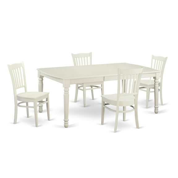 East West Furniture  5 Piece Kitchen Table Set- a Rectangle Dining Table and 4 Solid Wood Seat Chairs, Linen White