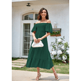 thumbnail image 3 of Women's Casual 2024 Summer Midi Dress Puffy Short Sleeve Square Neck Smocked Tiered Ruffle Dresses, 3 of 5