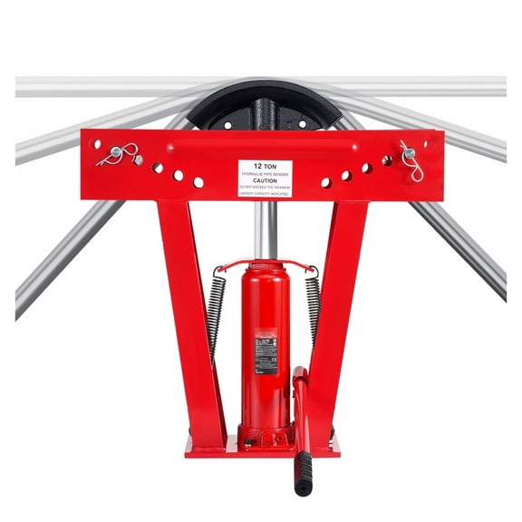 Hydraulic Pipe Bender 12 Ton - Manual Copper Exhaust Pipe Bending Tool with 6 Dies (1/2"-2"), Adjustable Rollers, for Railing & Construction