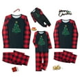 thumbnail image 3 of Honganda Family Pajamas Matching Set Christmas Tree Print Raglan Sleeve Tops and Elastic Plaid Pants Loungewear Soft Sleepwear, 3 of 9