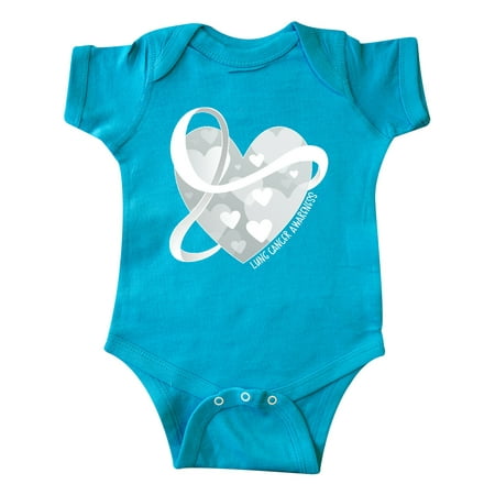 

Inktastic Lung Cancer Awareness White Ribbon Around Heart Gift Baby Boy or Baby Girl Bodysuit