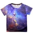 thumbnail image 3 of Galaxy T Shirt for Kids Toddler Boys Girls Starry Print Round Neck Outfits Clothes Soft Comfy Loose Toddler Baby Girls Summer Clothes, Shirts for Kids,,4-5 Years, 3 of 4