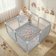 thumbnail image 4 of Baby Playpen, Outdoor Play Yard, Portable Play Yard 4-Panel- Baby Safety Playpen for Infant Toddler,Grey, 4 of 7