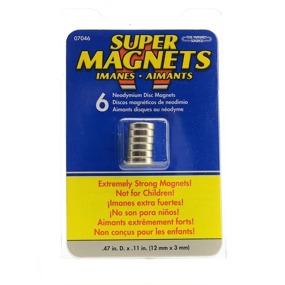 Super Magnets 12 mm (Dia) x 3 mm, pack of 6 (pack of 2)