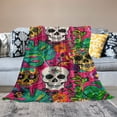 thumbnail image 2 of Orinice Skulls Flowers Green Leaf Warm Lightweight Blanket Soft Fleece Throw Blanket for All Seasons - Ideal Decor for Living Rooms, Sofas, and Offices - Multiple Sizes Available 50x60in, 2 of 6