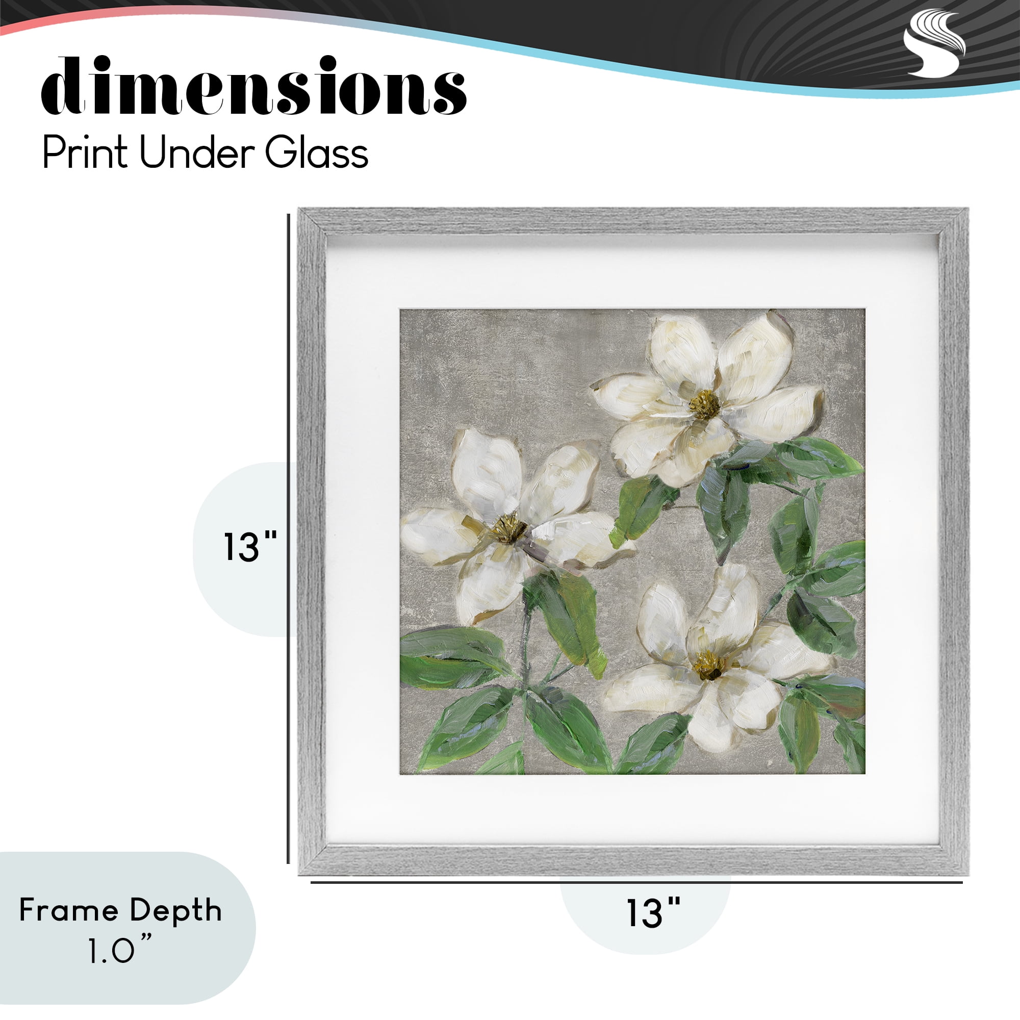 Stupell Industries Ivory Magnolia Trio Gray Framed Print Under Glass, design by Sally Swatland
