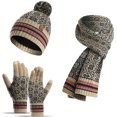 thumbnail image 1 of Gorro De Punto De Invierno Bufanda Conjunto De Guantes A Prueba De Viento Acrílico Forro Polar Gorro Cálido Con Pompón Guantes De Pantalla Táctil Para Mujeres Hombres Ciclismo Esquí Kearding AP007832-02, 1 of 6