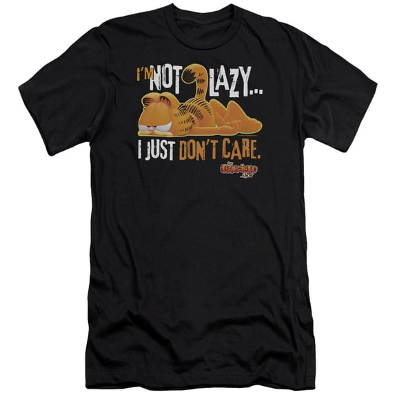 Garfield Not Lazy Premium Canvas Adult Slim Fit 30/1 T-Shirt Black