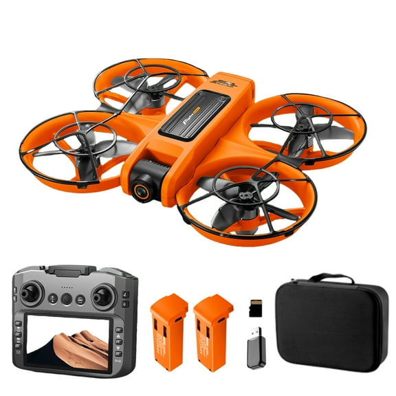 S156 Drone with 4.5in Screen Remote Control,2 Battery, 1080P HD Dual Camera, Brushless Motor, Optical Flow Positioning, One-Click Take off and Landing, Easy Control Drone Gift