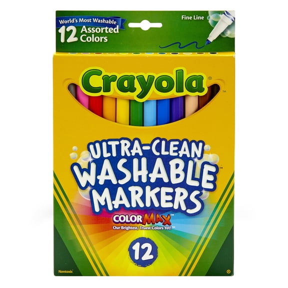 Crayola Fine Line Washable Markers 12 Count per Box, Set of 3 Boxes