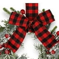 thumbnail image 7 of Dserfhy 9" Mini Christmas Wreath Artificial Frosted Pine Wreath with Red Berry Buffalo Plaid Bow for Farmhouse Indoor Outdoor Kitchen Cabinet Decor, 7 of 7