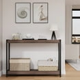 thumbnail image 1 of TROPOW Console Table, 40" Entryway Table, Slatted Style 2-Tier Sofa Table with Shelf, Farmhouse Rustic Console Tables for Entryway, Living Room, Hallway, Foyer-Walnut Brown, 1 of 7