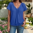 thumbnail image 2 of vigerkar Women's Solid Casual Summer T Shirts Short Sleeve V Neck Tops Tshirts (Blue, XXL), 2 of 5