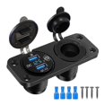 thumbnail image 1 of Quick Charge 3.0 Cigarette Lighter Outlet Waterproof 12V/24V Dual USB Car Socket with LED Voltmeter Touch Switch for Car RV Boat, 1 of 5