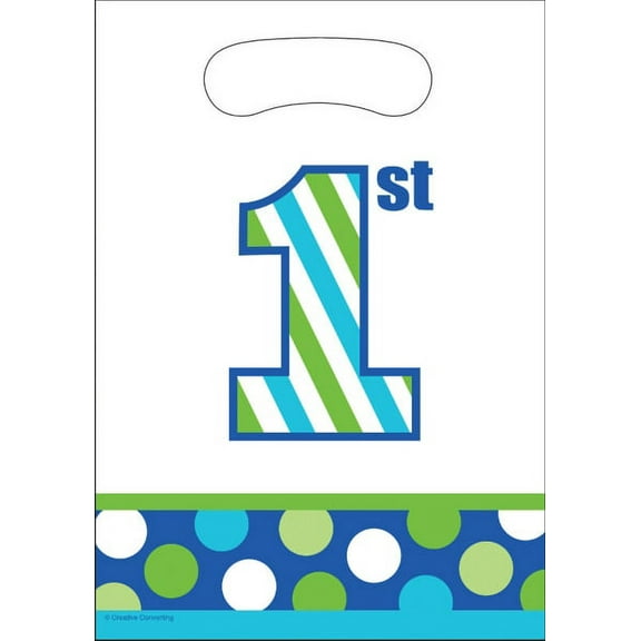 Sweet Stripes 1st Birthday Boy Treat Bags (8 ct)