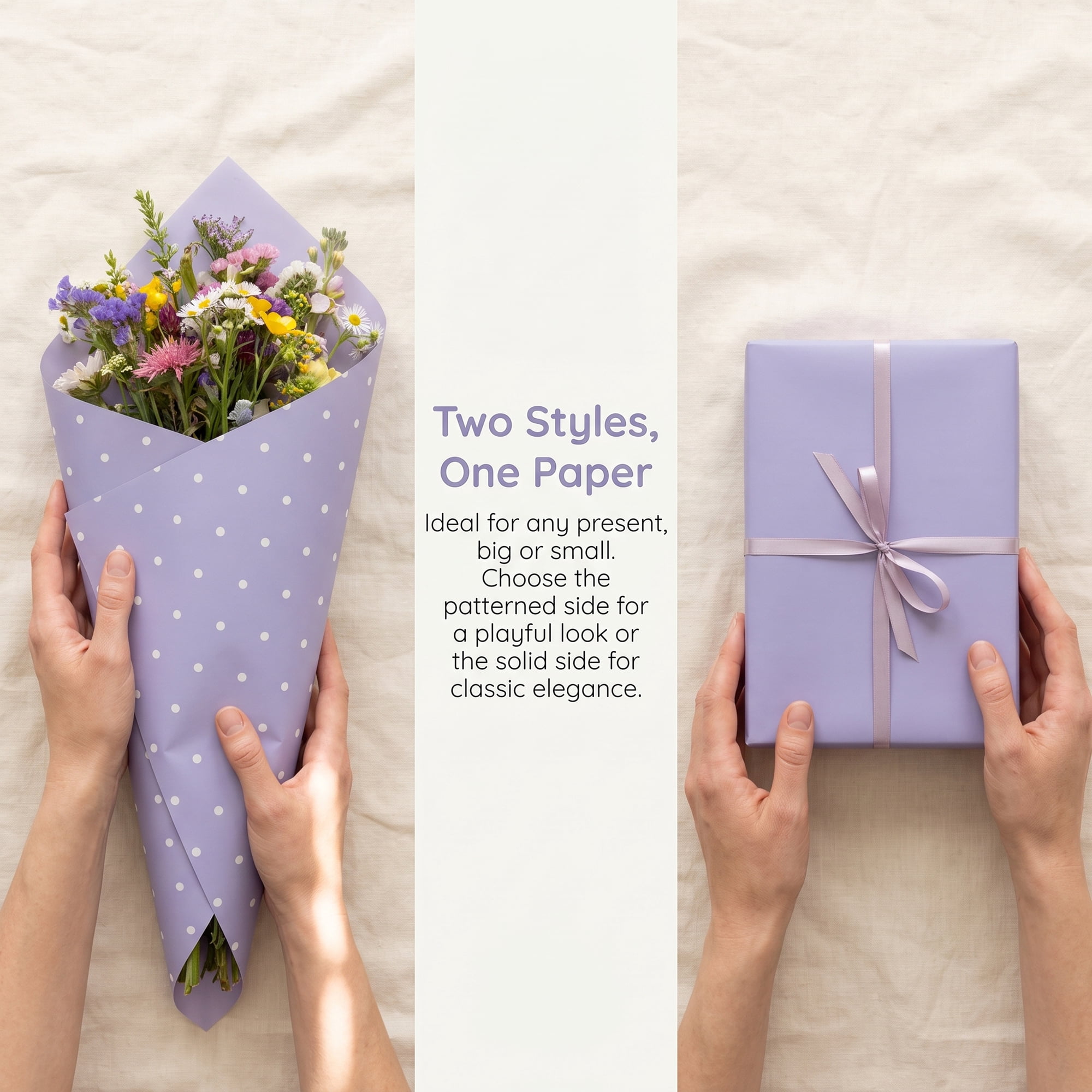 Unique Bargains Waterproof Luxury Matte Gift Wrapping Paper for Bouquets Purple 22" x 22"