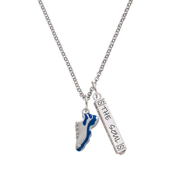Delight Jewelry Silvertone Blue Running Shoe Silvertone Hope Anchors the Soul Bar Charm Necklace, 23"