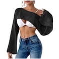 thumbnail image 3 of AGWOLF Women's Crochet Knit Cover Ups Beach Hollow Out Crop Swimsuit Cover Up Top Vacation Bathing Suits Swimwear Black Free Size, 3 of 6