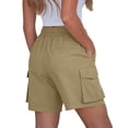 thumbnail image 4 of Fsgntruao Women Solid Color Clothing With Elastic Casual Elastic Pockets Five-Point Four Pockets Pants Overalls, 4 of 6