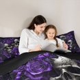 thumbnail image 4 of Castle Fairy Spooky Skull Full Size Comforter Sets 3-Piece,Boho Rose Butterfly Bedding Comforter Set,Violet Blacks,1 Comforter and 2 Pillowcases,Black Reversible, 4 of 6