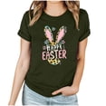 thumbnail image 3 of VBTAPA Funny Bunny Print T Shirt for Women Cute Grapic Tee Shirts Happy Easter Short Sleeve Tops Sales of Today Army Green L, 3 of 6