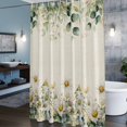 thumbnail image 6 of Eucalyptus Leaf Chamomile Shower Curtain, Vintage White Floral Rustic Green Plant Linen Texture Waterproof Shower Curtain Set with 12 Hooks Lightweight Bath Curtains Fabric Bath Decor 72x84 Inches, 6 of 9