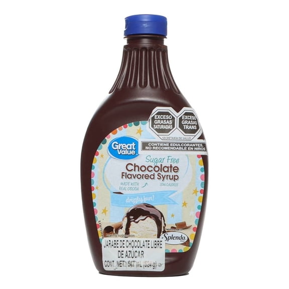 Jarabe Great Value sabor chocolate sin azúcar 524 g