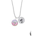 thumbnail image 2 of Delight Jewelry Silvertone Domed Multi Color PTA Silvertone Script Initial Disc - F - Charm Necklace, 20"+3", 2 of 4