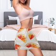 thumbnail image 6 of Women's Satin Pajama Shorts Watercolor Grapefruit Slices with Pockets, Elastic Waist Sleep Lounge Shorts, 6 of 7