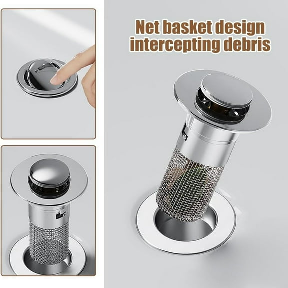 Bathroom Stopper Hair Catcher for Drain Filter with Removable Stainless Steel Mesh - Replacement Strainer for Bathroom Drain