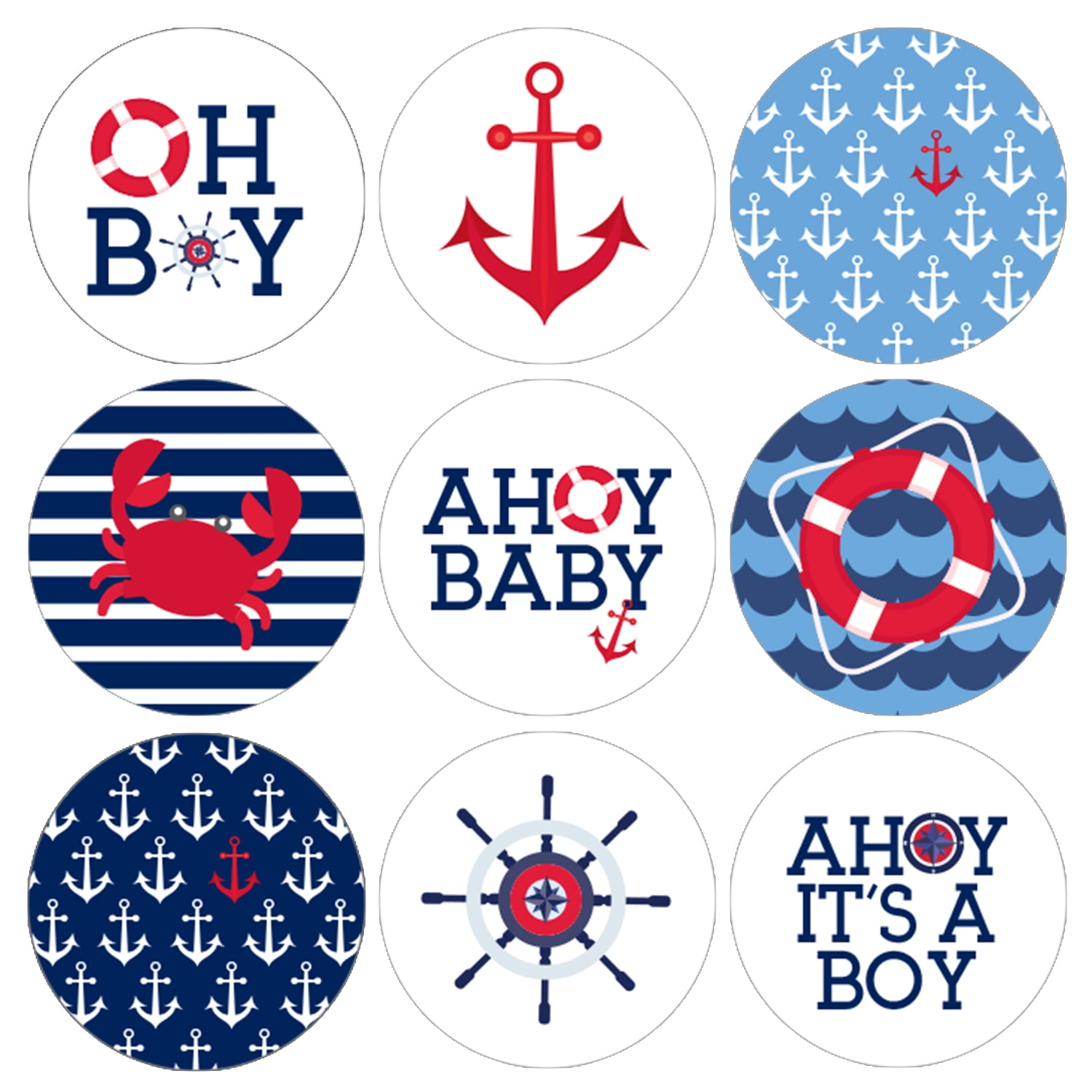 Ahoy Baby Shower Decoration Stickers 198ct Nautical Boy Baby