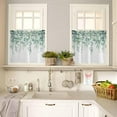 thumbnail image 4 of Kitchen Curtain Valance and Tiers Set Green Eucalyptus 3 Pc Window Treatment Watercolor Leaves 3 Pieces Rod Pocket Valance Set for Small Windows 54 in x 24 in, 4 of 6