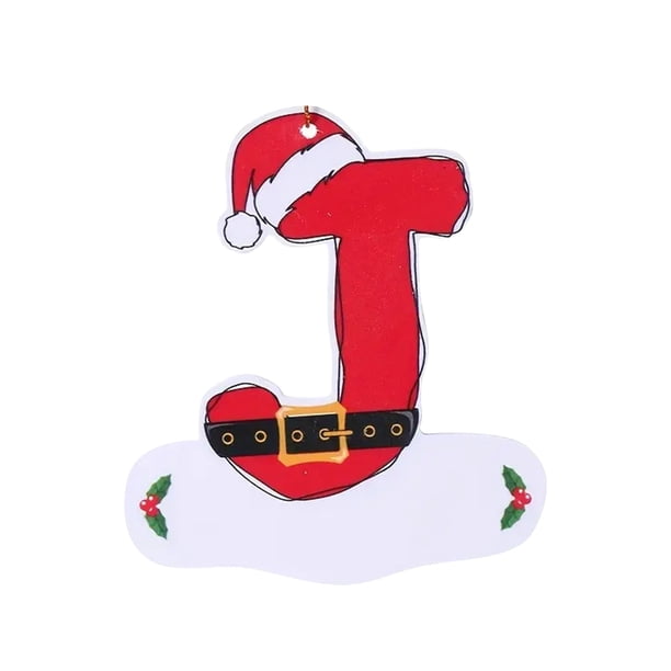 pstuiky 26 adornos navideños con forma de letras, de madera roja, para el árbol de Navidad. Adornos colgantes con letras del alfabeto para decorar el árbol de Navidad.