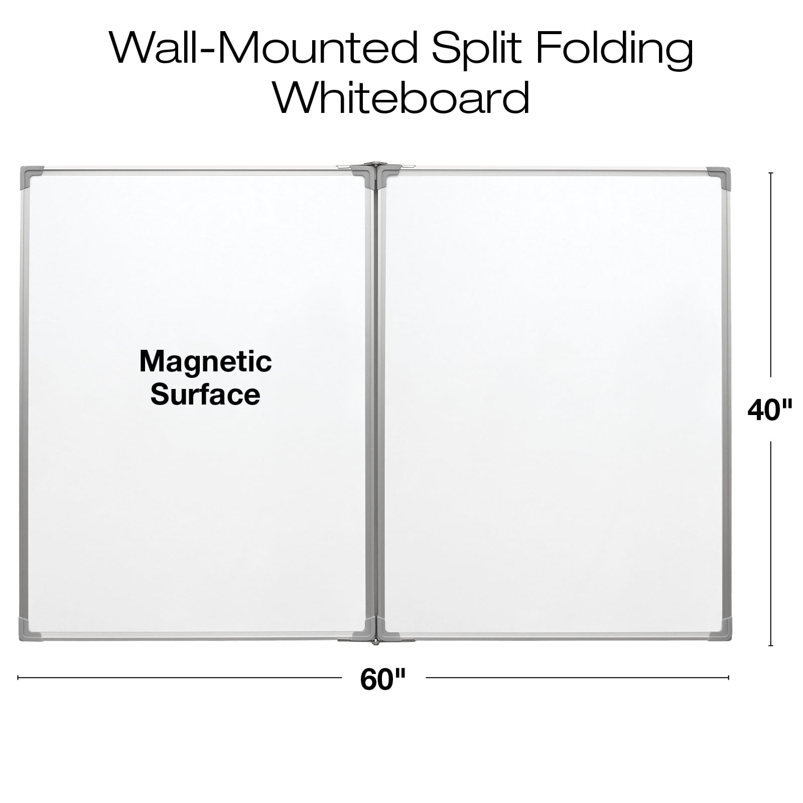 40" x 60" Wall Mounted Split Folding Whiteboard