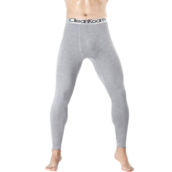 CVLIFE Men Warm Long Johns Slim Leg Solid Color Bottoms Winter Leggings Light Gray 2XL