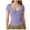 Purple, variant on Womens T Shirts Tops Front V Neck Double Lined Short Sleeve Slim Fit Crop Trendy Fall Clothes for Women Tees Blouses Black Size S