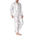 thumbnail image 2 of Naloa Cute Poodle Dog Men’s Pajamas Set - Long Sleeve Button Down Sleep Shirt and Pajama Bottoms Sleepwear Set-Large, 2 of 7