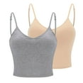 thumbnail image 2 of fatyb 2 Pack Womens Crop Cami Tops with Built in Bra Adjustable Spaghetti Strap Tank Tops for Women, 2 of 7
