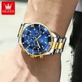 OLEVS Watch for Men Blue Watches for Men Gold and Silver Stainless Steel Men Watch Big Blue Face