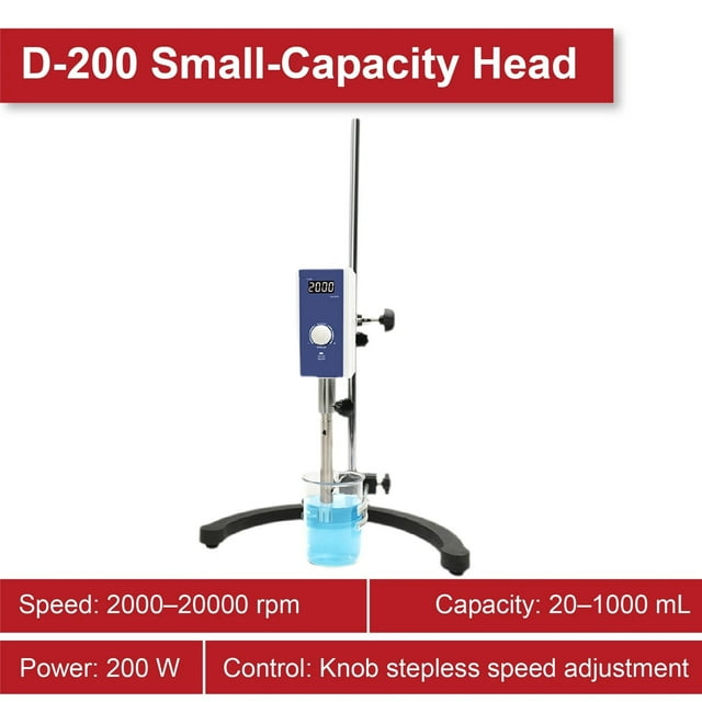 D-200 Lab Homogenizer Machine High Shear Electric Emulsifier Disperser Mixer With Digital Display Rotor Stator Probe ,High Speed