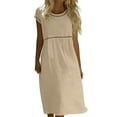 thumbnail image 4 of Bosfbaoi Dresses For Women Linen Cotton Lace Trim Maxi Dress Empire Waist Summer Dress Loose Boho Women Dresses Casual Sundress, 4 of 8